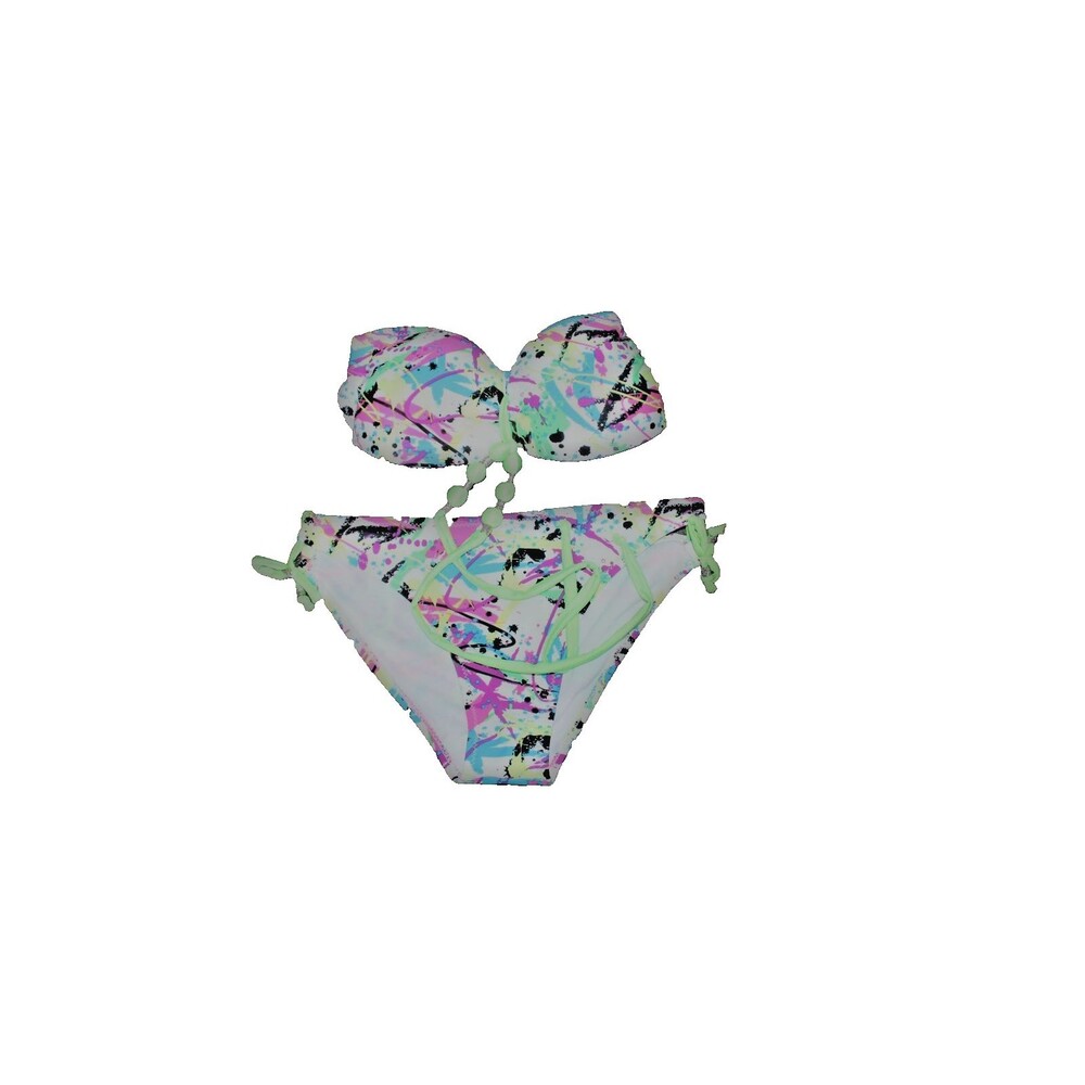 Relleciga Bikini Set Sz L Neon Jungle Pattern Tie Side 2 Piece Swim